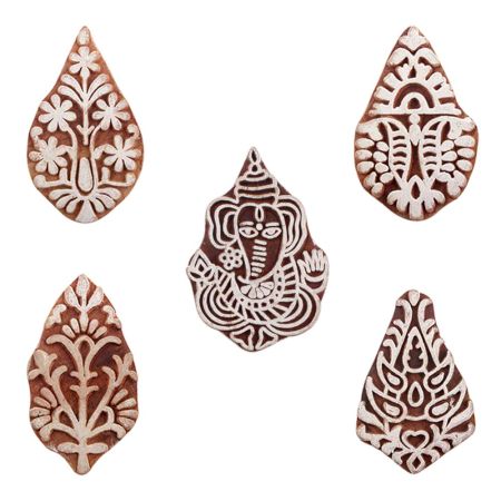 Set of 5 Piece New Mix Wooden Printing Blocks